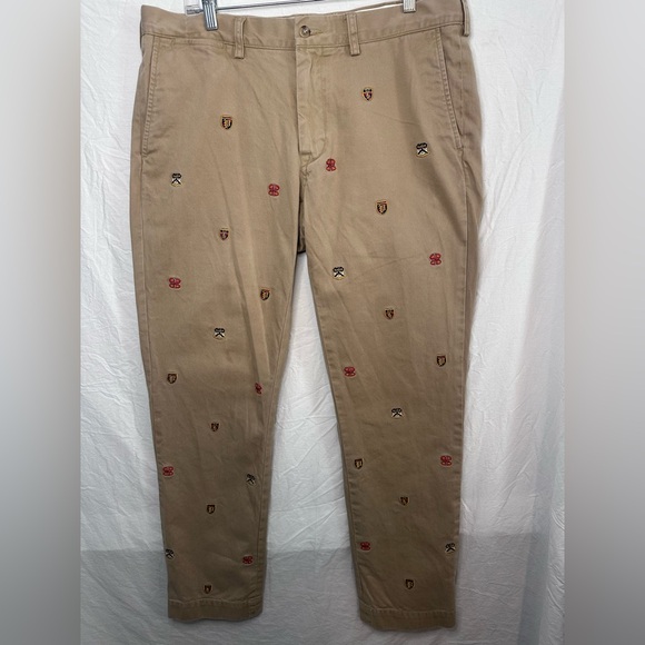 Ralph Lauren Other - Polo Ralph Lauren Khaki Chinos Embroidered Crest Pants 36x32 Slim Fit